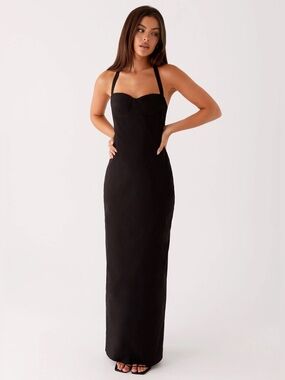 Black Halter Maxi Dress Peppermayo